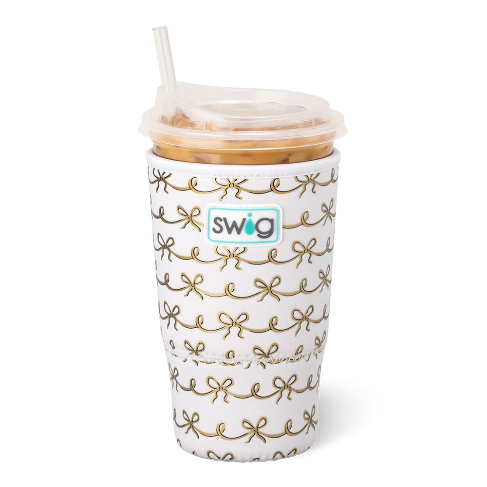 Swig Life Large Iced Cup Coolie, Standard 22oz Iced Coffee Cup Insulator Sleeve with Handle, Neoprene Insulated Coolie Keeps Drinks Cold (Pretty in Pearl) | Amazon (US)