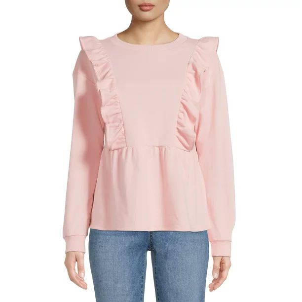 The Get Women's Ruffled Peplum Sweatshirt - Walmart.com | Walmart (US)