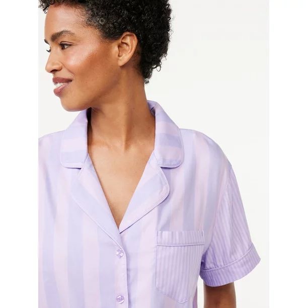 Joyspun Women's Notch Collar Woven Sleep Top, Sizes S to 3X | Walmart (US)