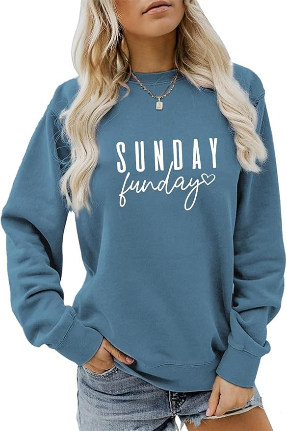 Sunday Funday Sweatshirt, Game Day Football Season Shirt Women Crewneck Pullover Tops Funny Winte... | Amazon (US)