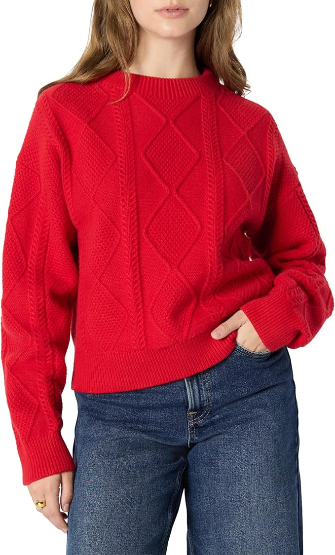 Amazon Essentials (Demi's Pick) Women's Relaxed-Fit Cable Crewneck Sweater | Amazon (US)