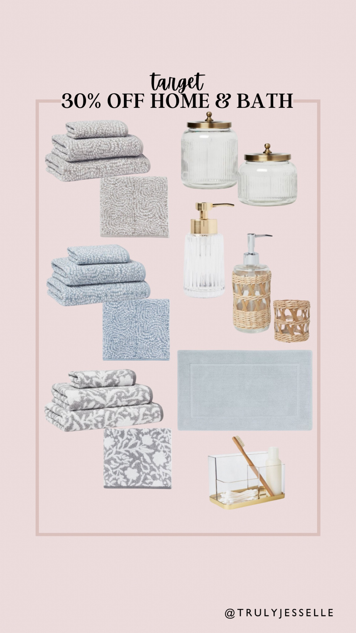 Target sale, circle deal, 30% off select home and bath, bathroom refresh, bath towels, hand towels, washcloths, bath mat, soap dispenser, canisters 

#LTKHome #LTKSaleAlert #LTKFindsUnder50