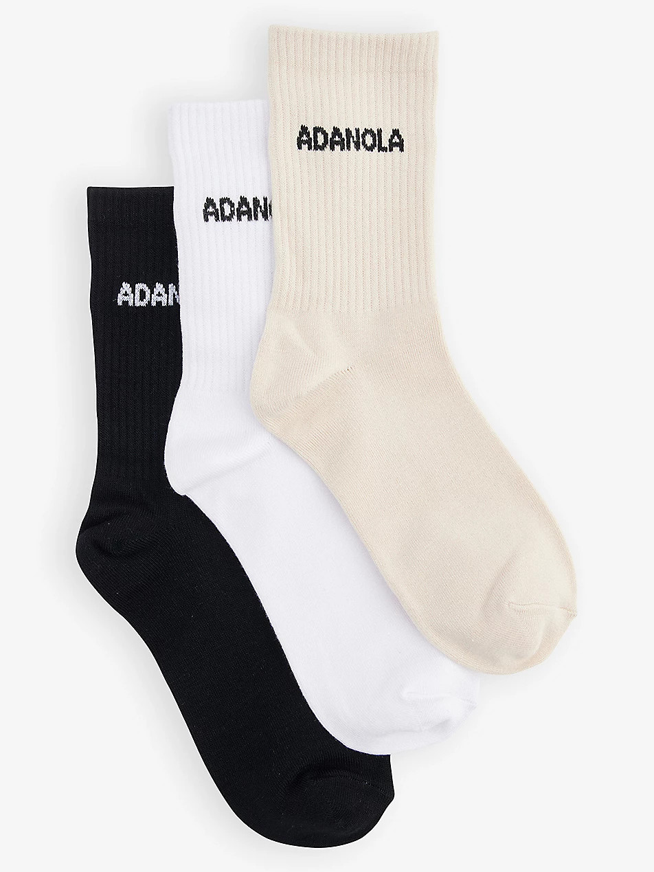 Branded pack of three bamboo-blend knitted socks | Selfridges
