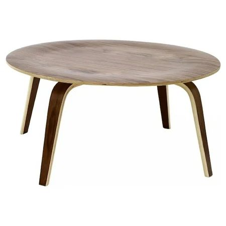 Mid Century Modern Eames Style Round Molded Plywood Coffee Table in Walnut Finish (Walnut) | Walmart (US)