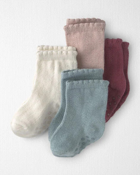 Baby Girl 4-Pack No-Slip Ankle Socks Made with Organic Cotton - Little Planet | Carter's | Carter's Inc