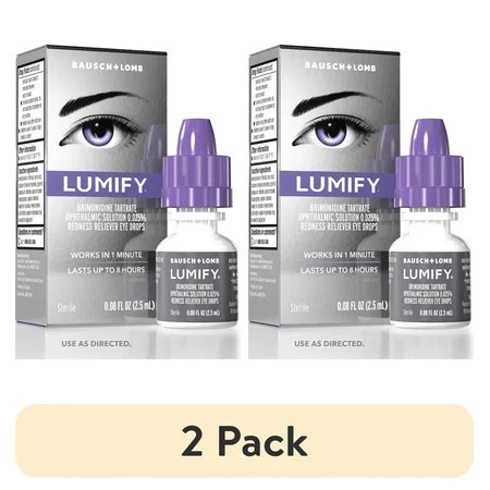 (2 pack) LUMIFY Eye Drops for Redness Relief and Whiter and Brighter Looking Eyes, .08 fl oz (2.5 ml) | Walmart (US)