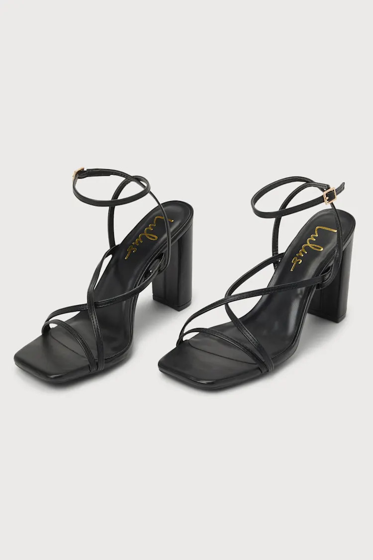 Makennaa Black Strappy High Heel Ankle Strap Sandals | Lulus