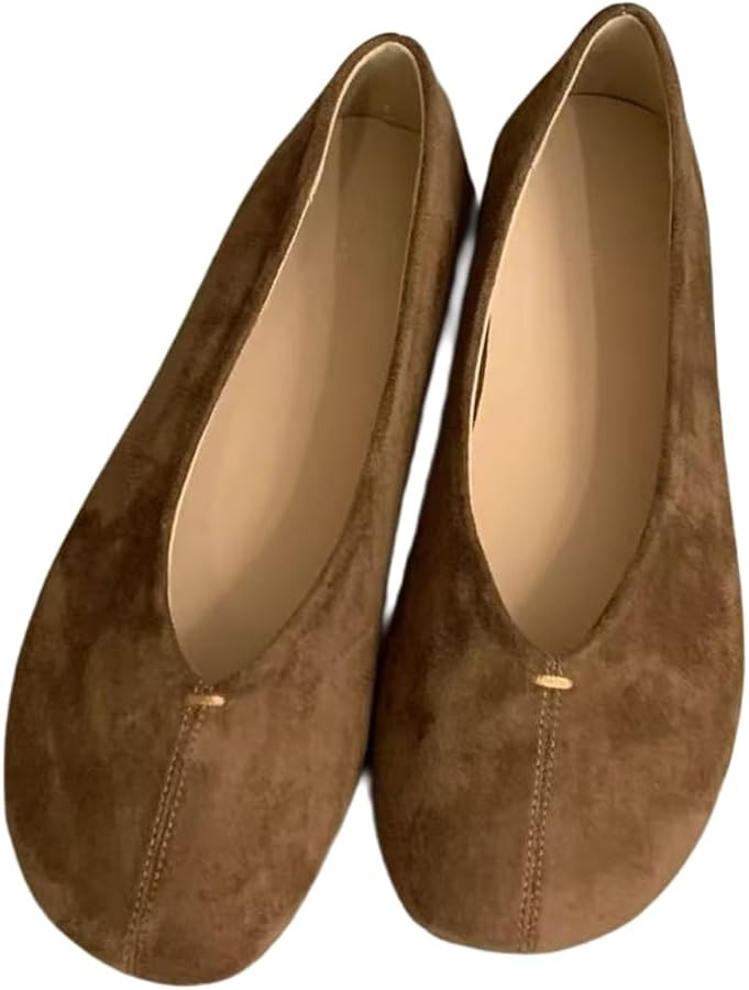 ZQW Cute Suede Slip-On Ballet Flats Round Toe Comfort Loafer Shoes Everyday Wear Work Weekend Tra... | Amazon (US)