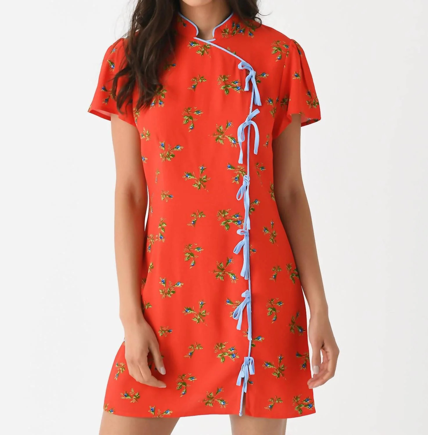 Harlow Mini Dress In Red Rosebud Print | Shop Simon