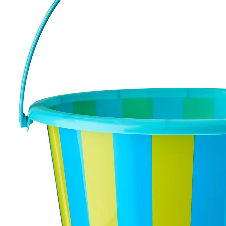 Jumbo Striped Plastic Bucket, Blue and Green, 11" x 9", Easter by Way To Celebrate | Walmart (US)