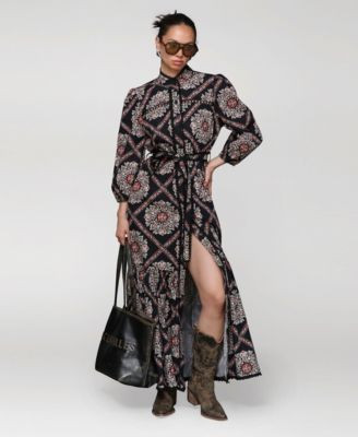 Avec Les Filles Women's Belted Puff-Shoulder Maxi Dress - Macy's | Macy's