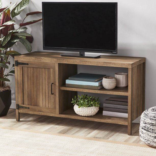 Mainstays Farmhouse TV Stand for TVs up to 50", Rustic Weathered Oak - Walmart.com | Walmart (US)