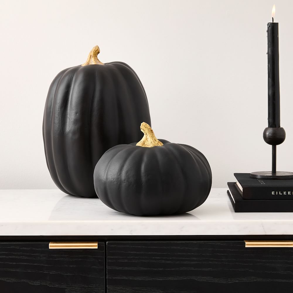 Pumpkin D&amp;#233;cor, Black, Small And Large, Set of 2 | West Elm (US)