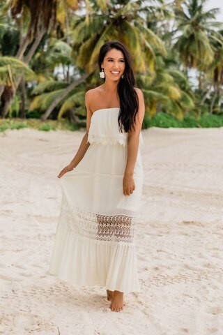 Never In A Hurry Cream Maxi Dress | The Pink Lily Boutique