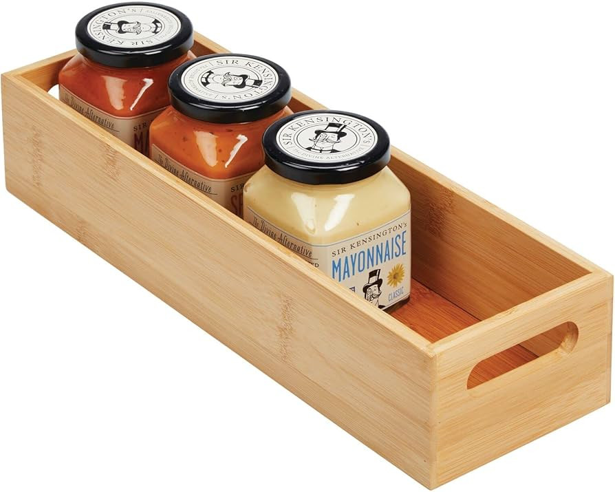mDesign Slim Bamboo Kitchen Cabinet & Fridge Drawer Organizer Tray - Storage Bin for Cutlery, Ser... | Amazon (US)