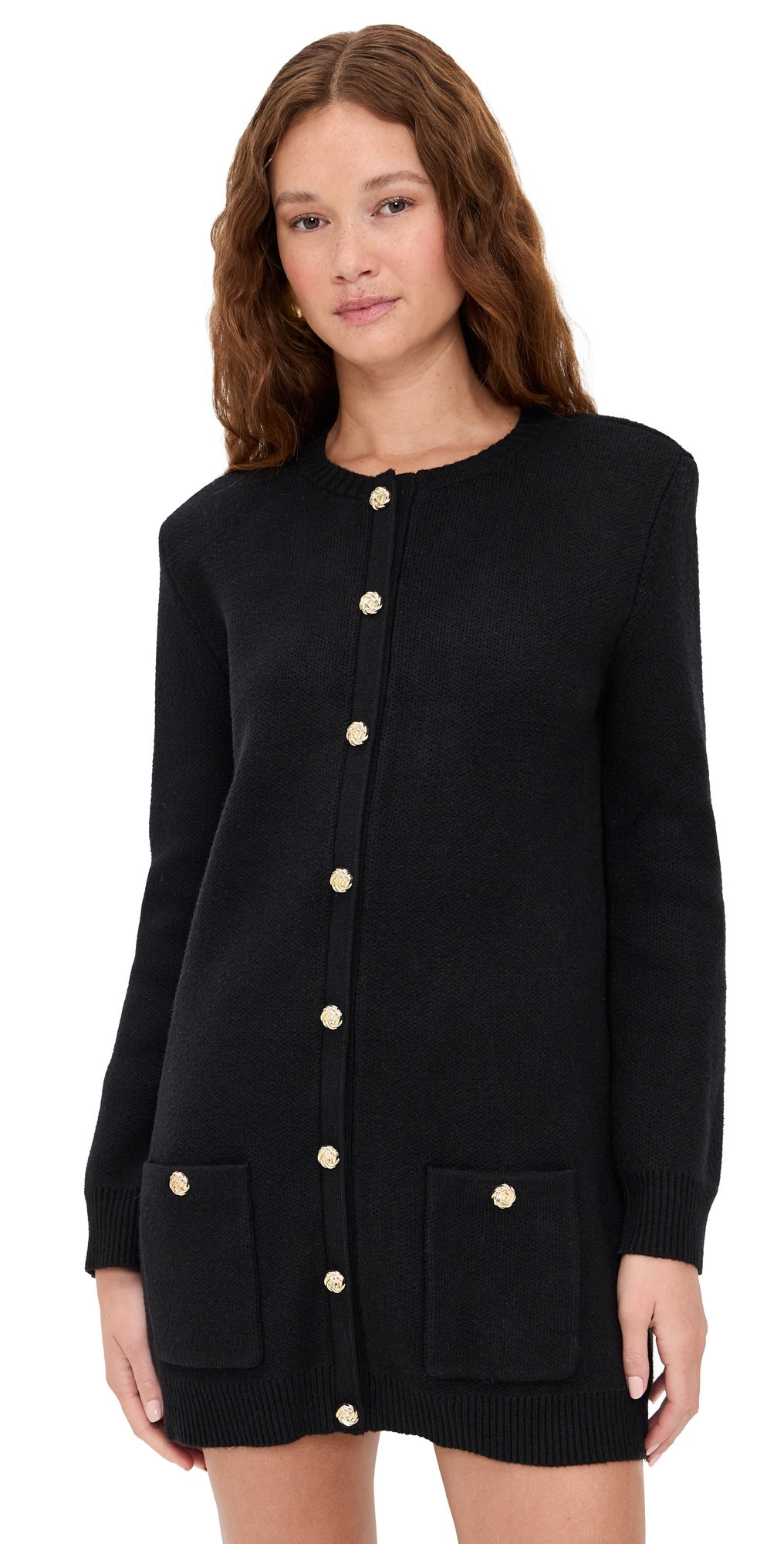 LE BOP Parker Gold Button Sweater Mini Dress Ivory L | Shopbop