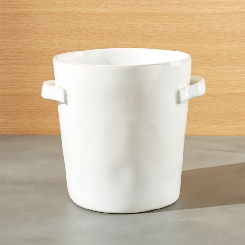 Marin White Utensil Holder with Handles + Reviews | Crate and Barrel | Crate & Barrel