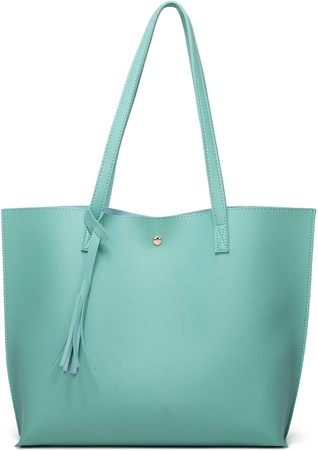 Dreubea Women's Soft Faux Leather Tote Shoulder Bag from, Big Capacity Tassel Handbag | Amazon (US)