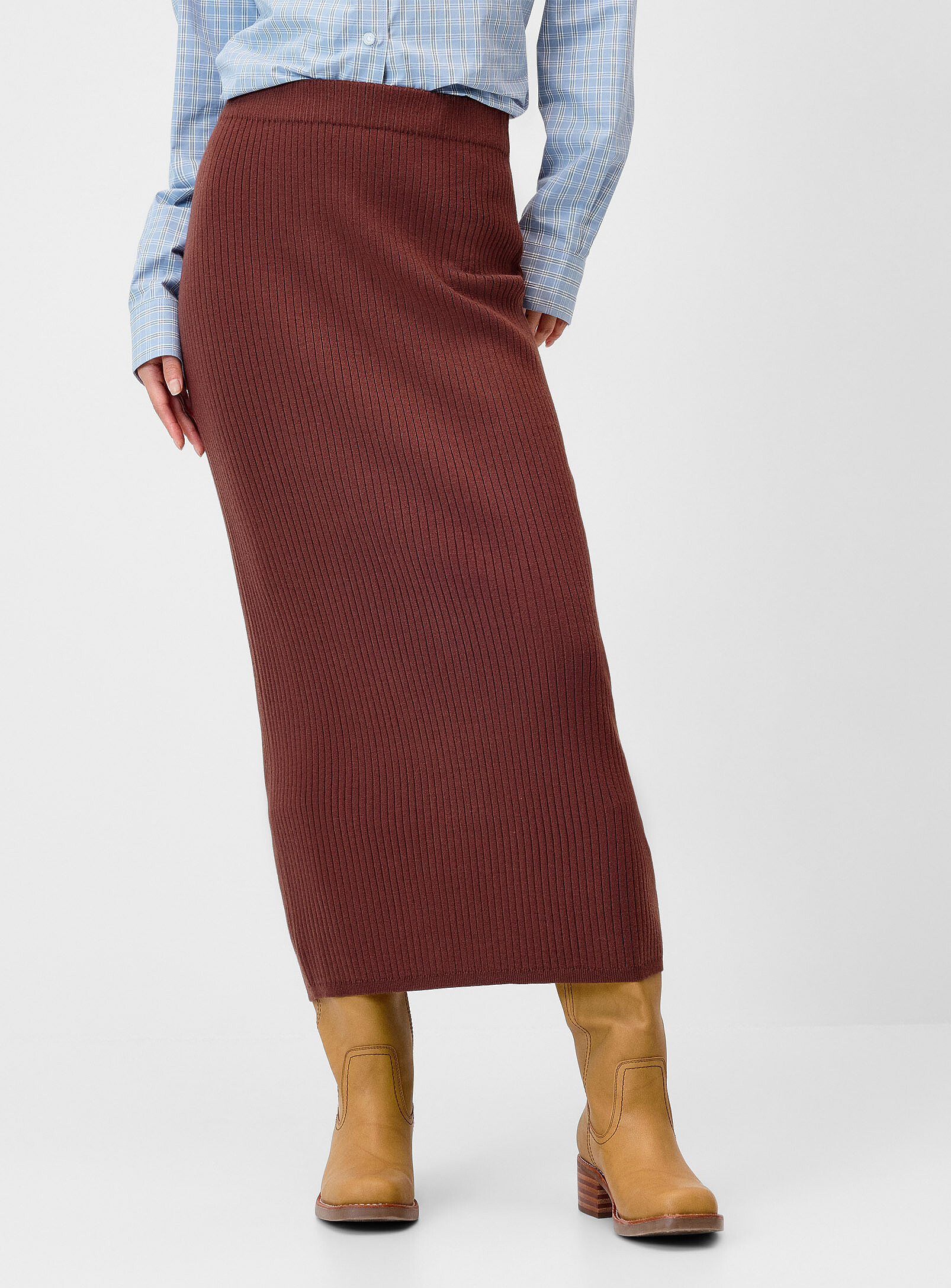 Fitted rib-knit maxi skirt | Simons