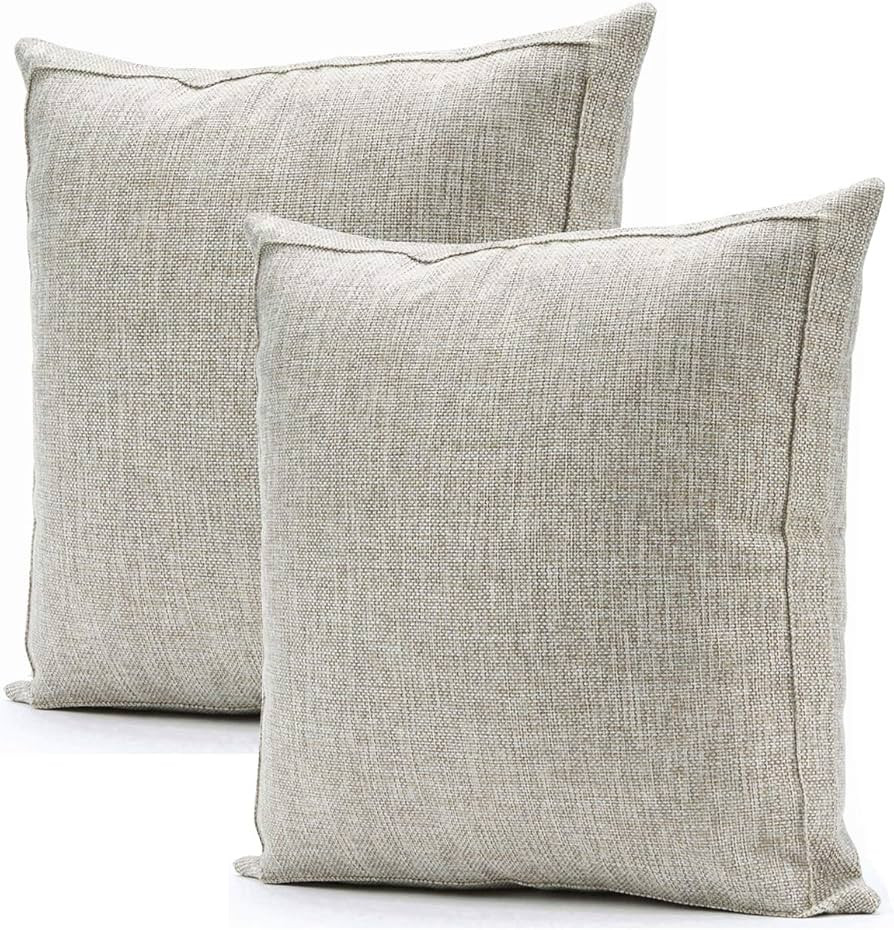 Jepeak Burlap Linen Throw Pillow Covers Cushion Cases Pack of 2 Farmhouse Modern Decorative Solid... | Amazon (US)