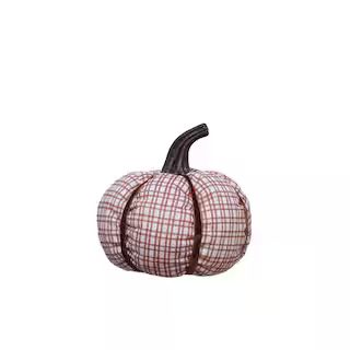 7" Red & Brown Plaid Tabletop Pumpkin by Ashland® | Michaels | Michaels Stores