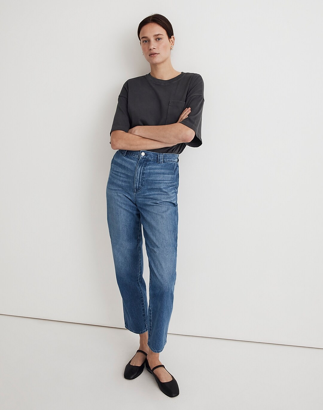 High-Rise Tapered Jeans in Ventnor Wash: Pleat Edition | Madewell