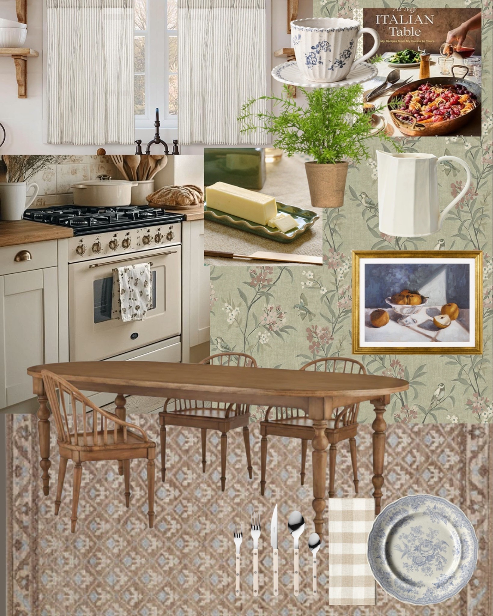 The kitchen that makes you want to cook something, sit down, and stay a while ✨

A few cottage favorites for a warm, lived-in space: a cream range, a farmhouse dining table, floral wallpaper, blue and white china, and those charming everyday details that make a kitchen feel like the heart of the home. 

All linked here 🤍 

#LTKhome