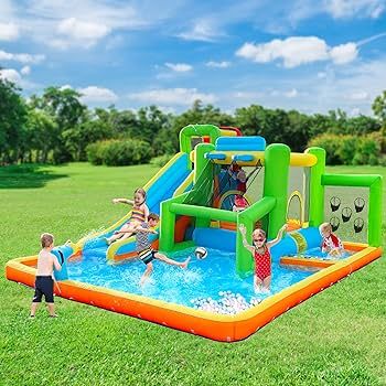 FBSPORT Inflatable Bounce House Water Slide, 9 in 1 Bounce House for Kids Indoor Outdoor Bouncy H... | Amazon (US)