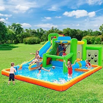 FBSPORT Inflatable Bounce House Water Slide, 9 in 1 Bounce House for Kids Indoor Outdoor Bouncy H... | Amazon (US)