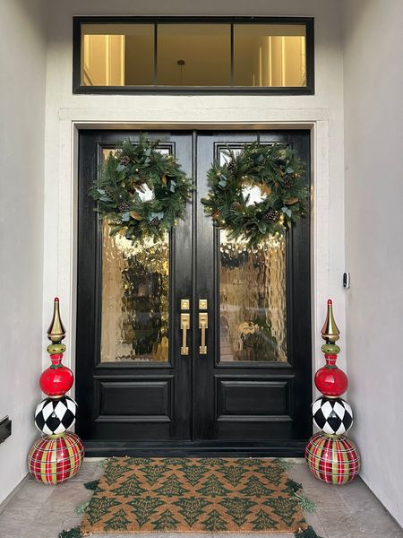 Shop my front door look! 

Follow me @ahillcountryhome for daily shopping trips and styling tips 

Grandin road, front porch decor, Christmas decor, holiday decor, front door mat, wreath, holiday finds 

#LTKSeasonal #LTKHoliday #LTKhome
