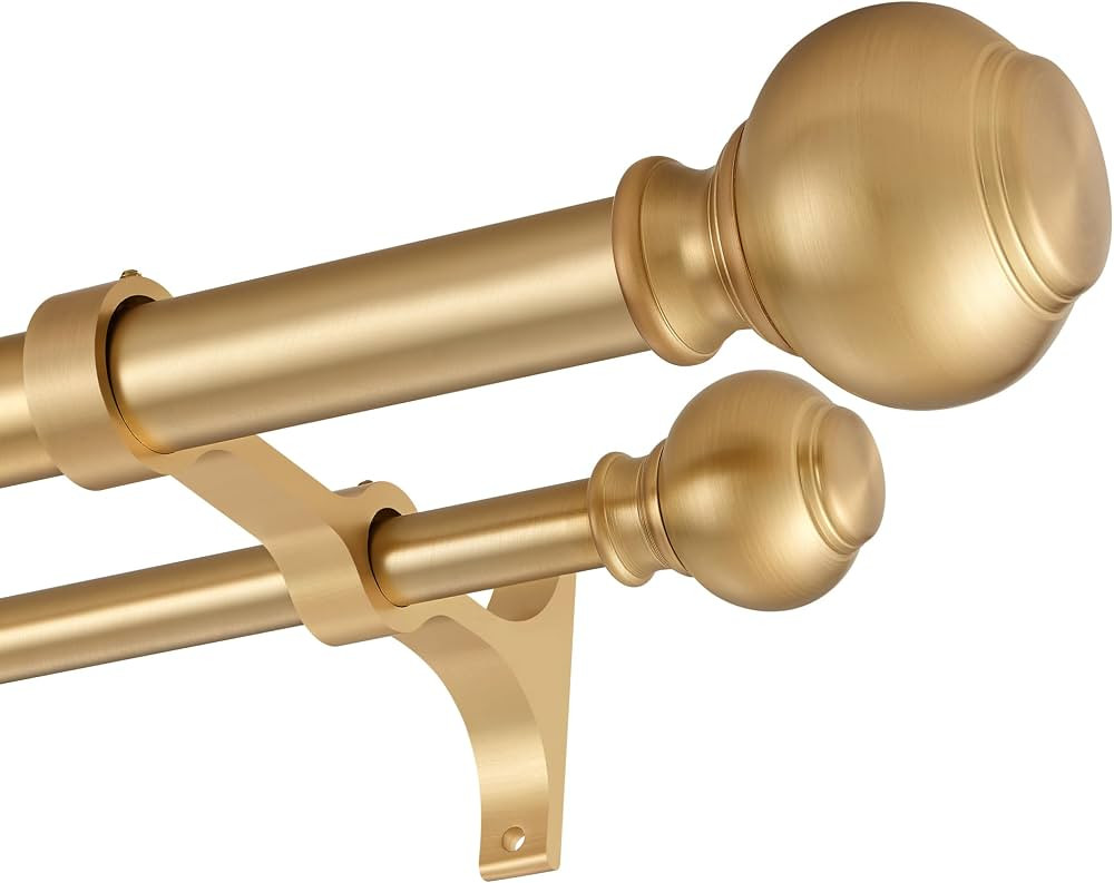 1 Inch Double Curtain Rods 36 to 72 Inches, Adjustable Telescoping Window Drapery Rod, Dual Heavy... | Amazon (US)