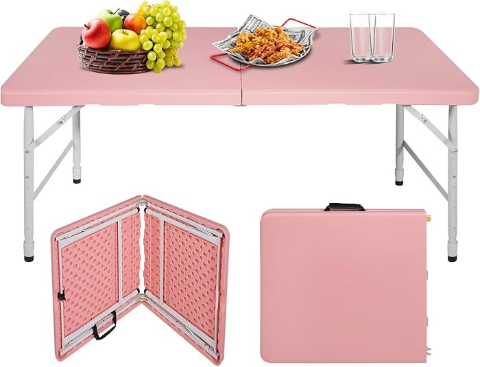 Portable Plastic Folding Table 4ft/6ft/8ft Heavy Duty White Black Picnic Dining Table Fold-in-Hal... | Amazon (US)