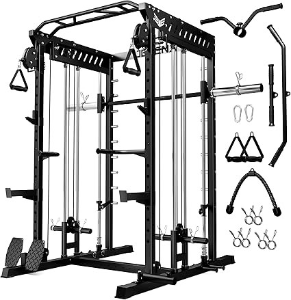 M21 Smith Machine, Multi-Function Power Cage with Dual Pulley Cable Crossover System, 2000LBS All... | Amazon (US)