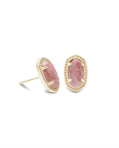 Emery Gold Stud Earrings in Pink Rhodonite | Kendra Scott