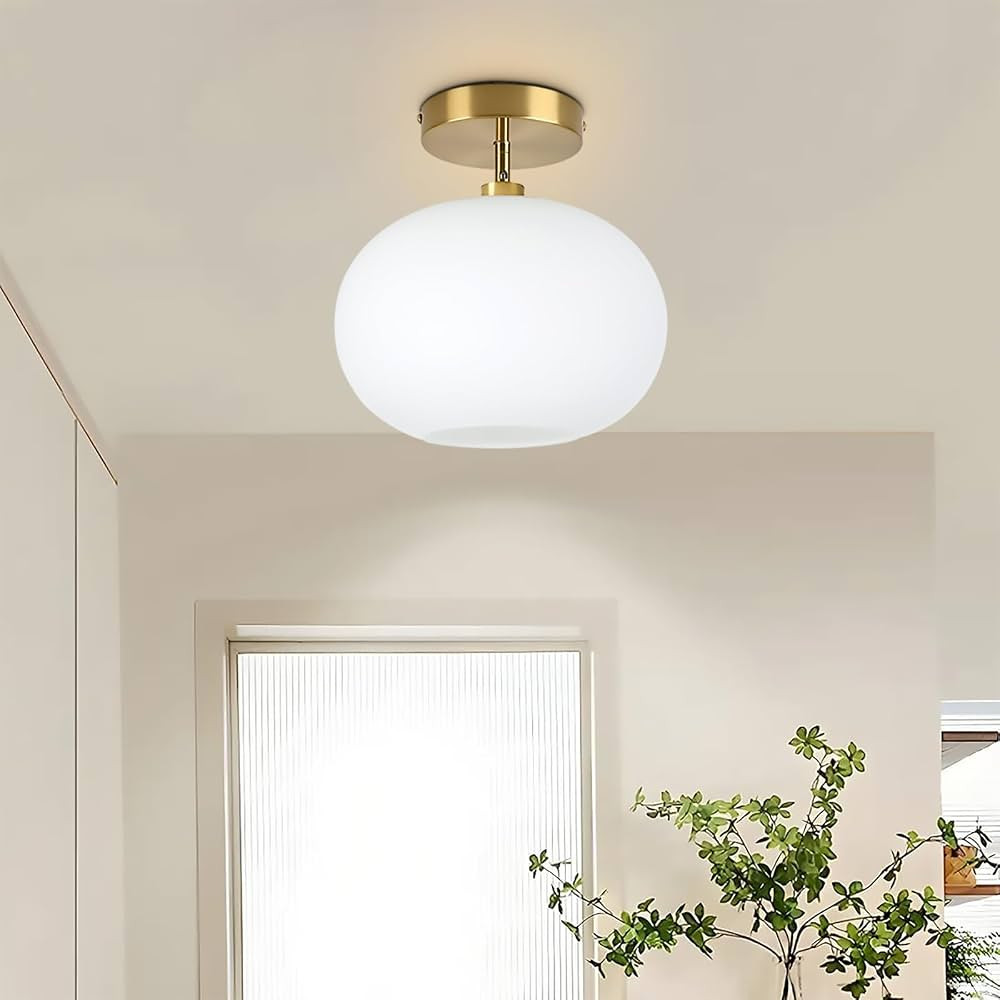 CANMEIJIA Semi Flush Mount Ceiling Light, 8 Inch Modern Globe Hallway Light Fixtures Ceiling Moun... | Amazon (US)