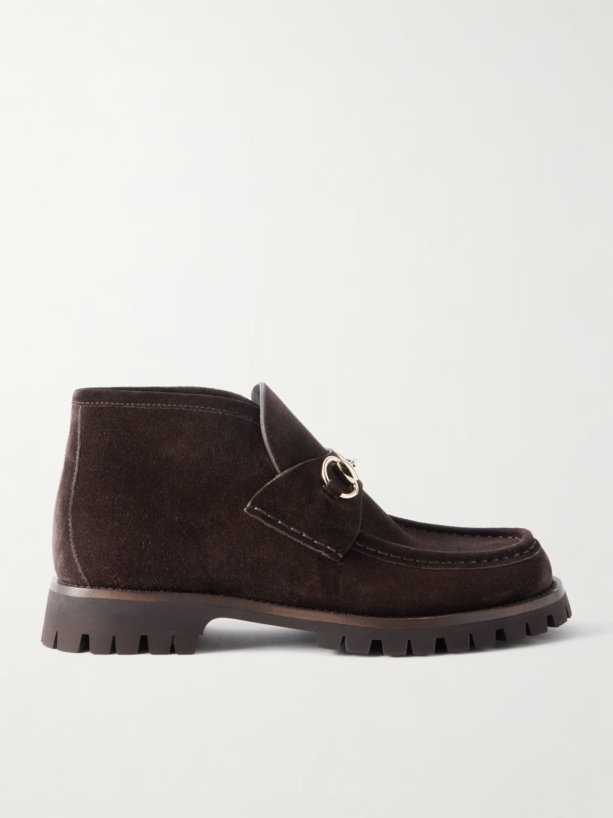 Gucci - Sylke Horsebit-detailed Suede Ankle Boots - Brown | NET-A-PORTER (US)