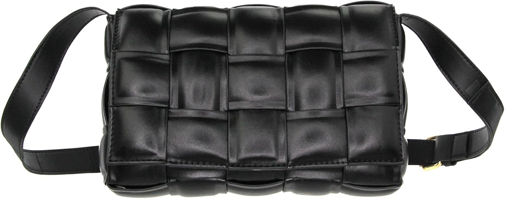 Olivia Miller Women Quilted Woven Faux Leather Front Flap Cassette Crossbody Shoulder Bag Shoulde... | Amazon (US)