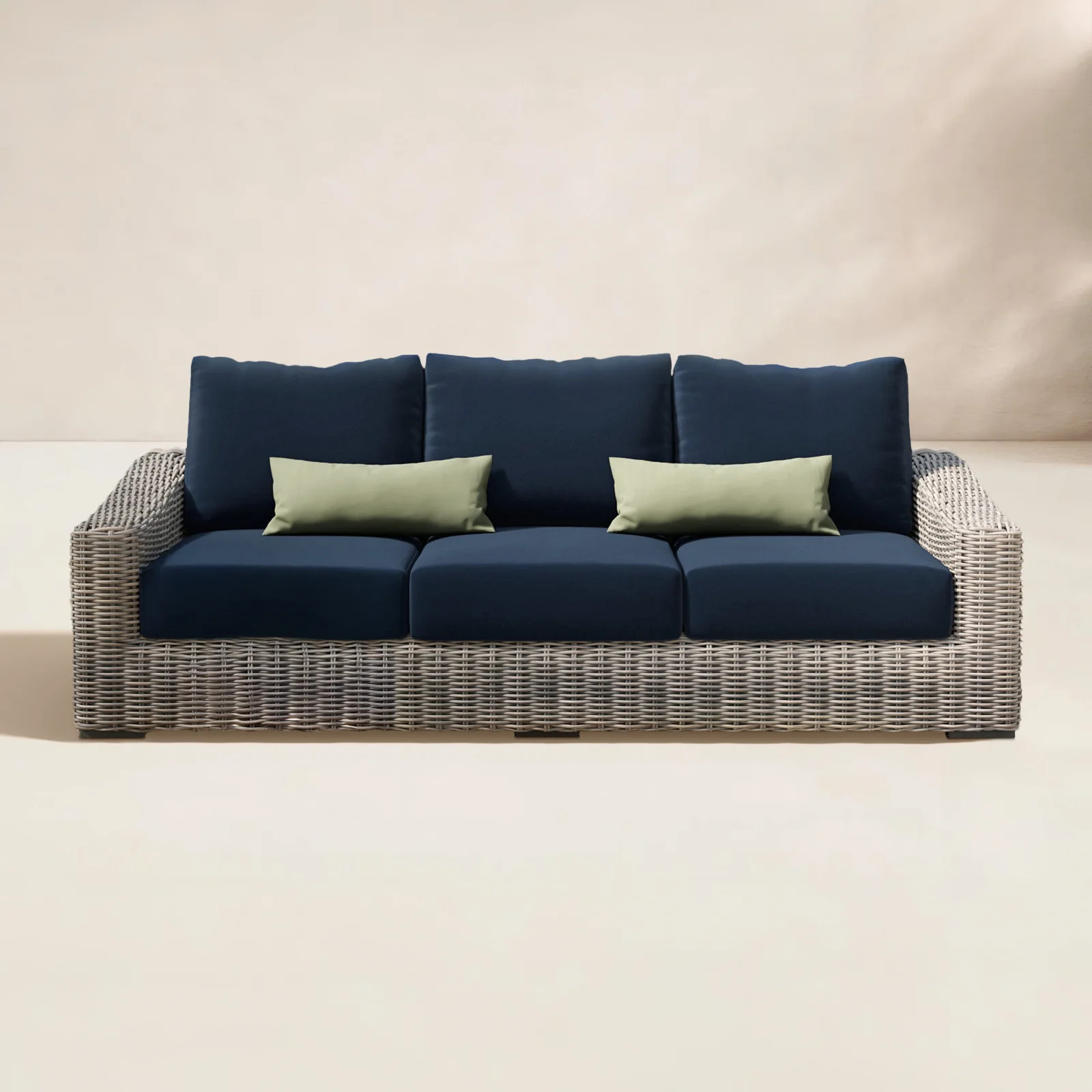 Sommer 91.3'' Wide Straight Wicker Patio Sofa with Cushions | Birch Lane