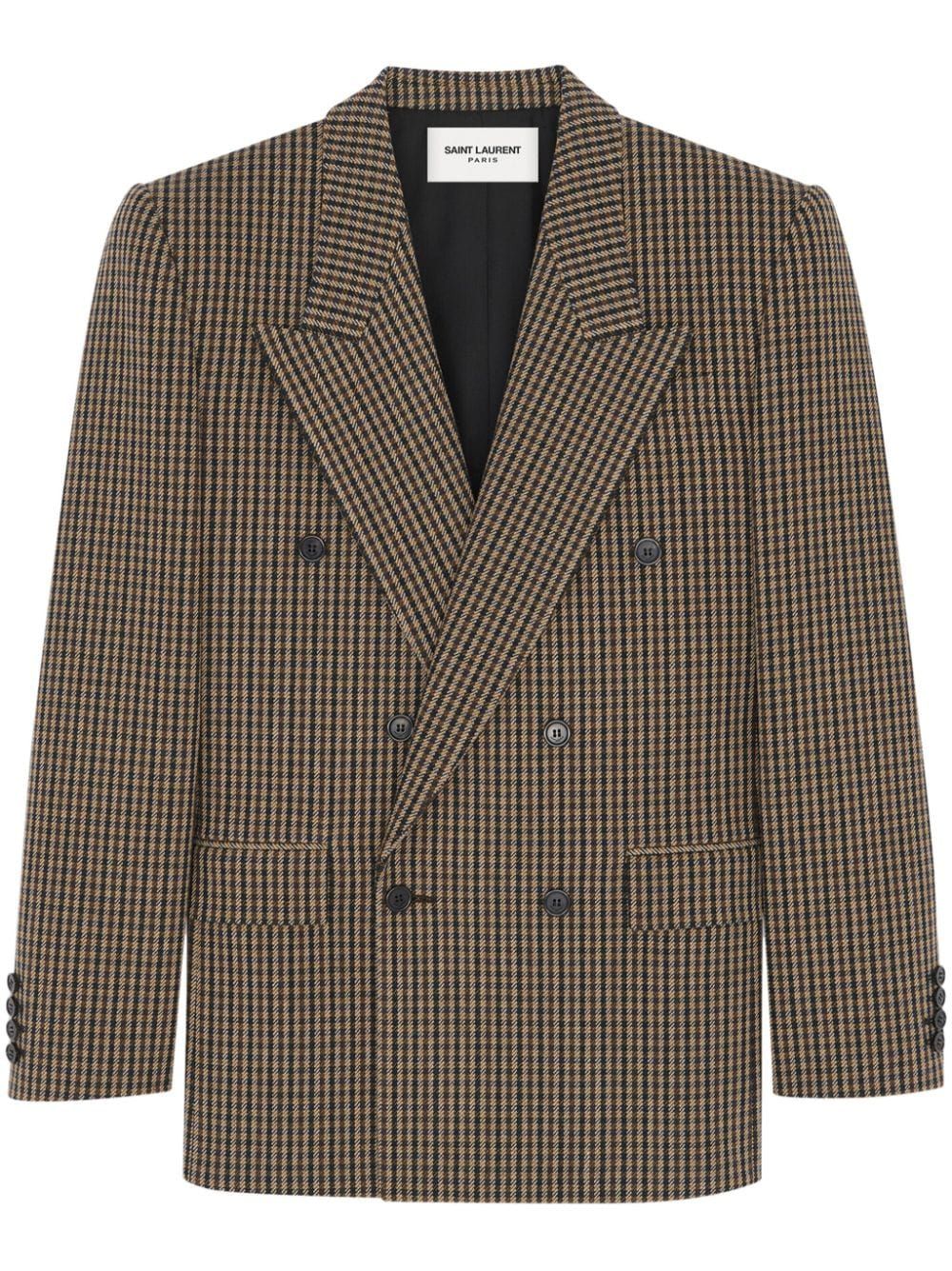 checked wool-blend blazer | Farfetch Global