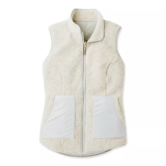Smartwool Women's Anchor Line Reversible Sherpa Vest in Storm Gray size Large | Smartwool US