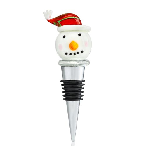 Glass Snowman Wine Bottle Stopper 4inch Handmade Glass Wine Stoppers For Winter,Christmas,Holiday Wine Accessories Gift - Wine Corker/Sealer | Amazon (US)