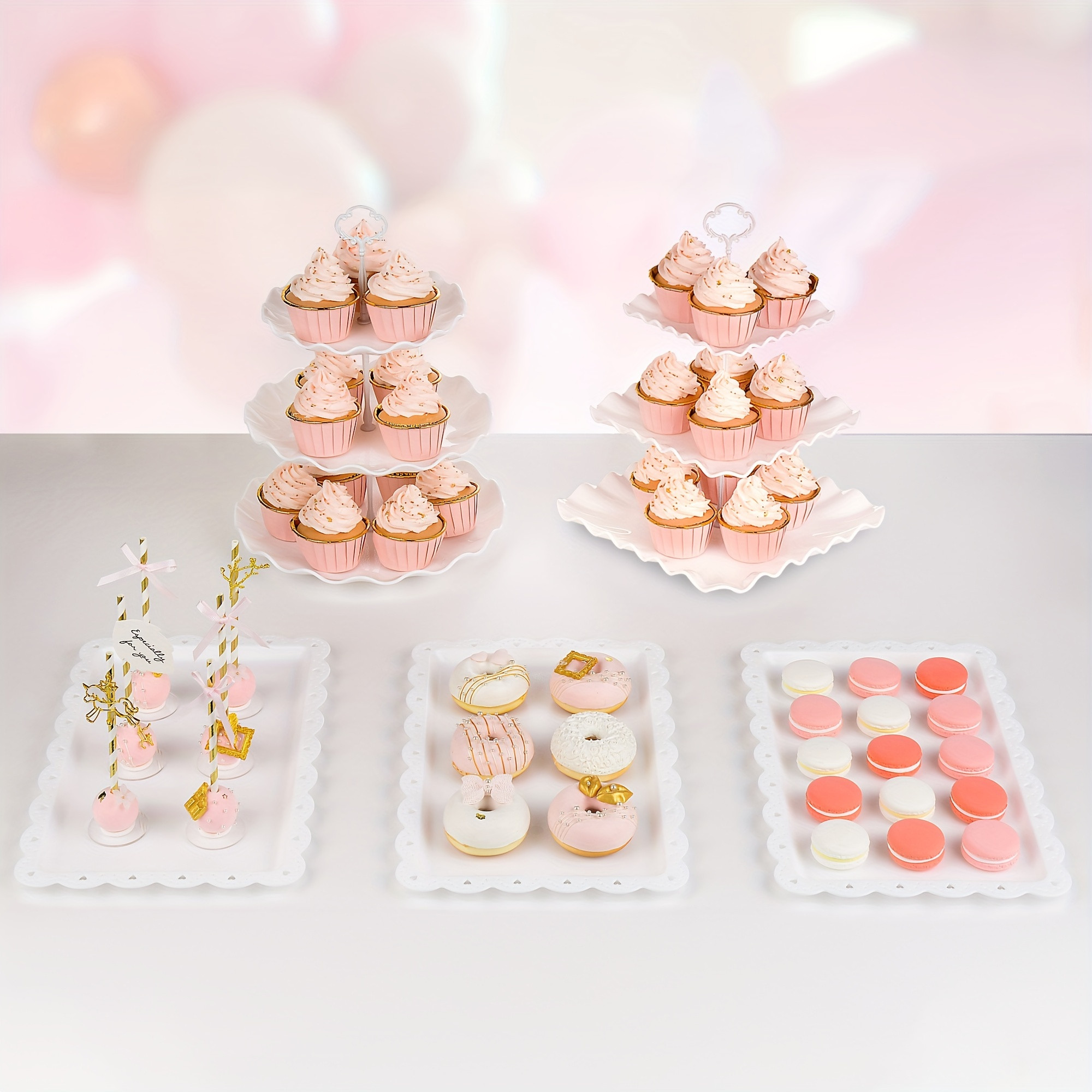 Cupcake Dessert Stand Set 3 tier Square Cupcake Stands +3 - Temu | Temu Affiliate Program