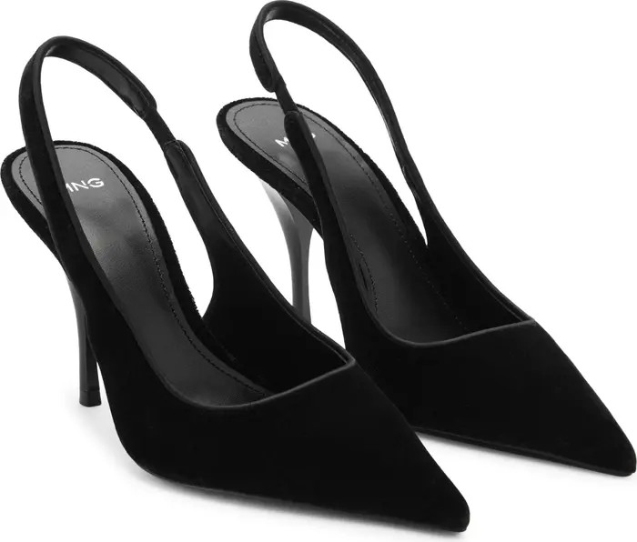 MANGO Velvet Pointed Toe Slingback Pump (Women) | Nordstrom | Nordstrom