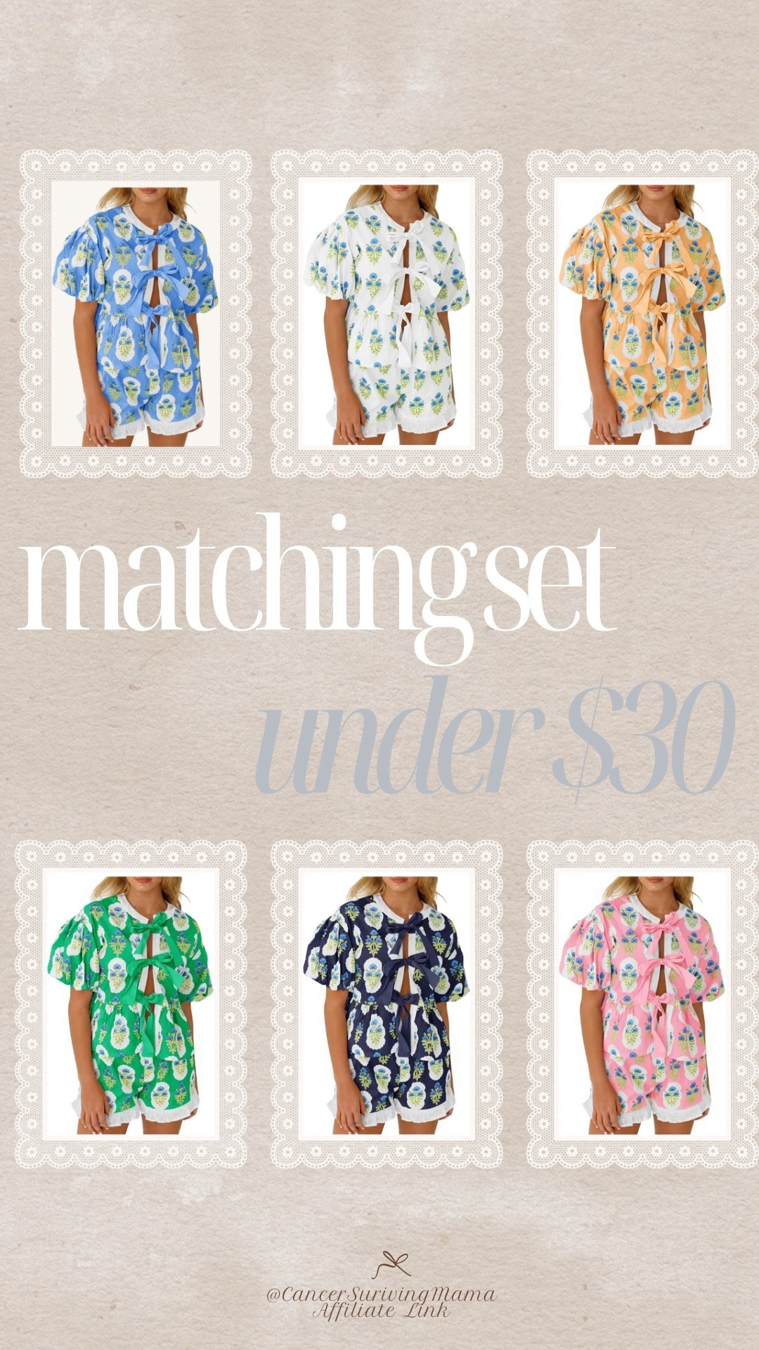 Matching bow tie lounge sets under $30 🤍 these adorable printed matching sets are giving boutique style without the boutique price. Perfect for summer vacations, beach trips, lounging at home or an easy cute outfit moment ☀️

amazon fashion, matching sets, women’s lounge sets, bow tie top, summer outfits, vacation outfits, boutique style finds, affordable fashion, resort wear, beach vacation outfits, comfy cute outfits, amazon summer fashion, womens fashion finds, matching short sets, colorful summer outfits

#LTKootd #LTKgrwm #LTKSeasonal