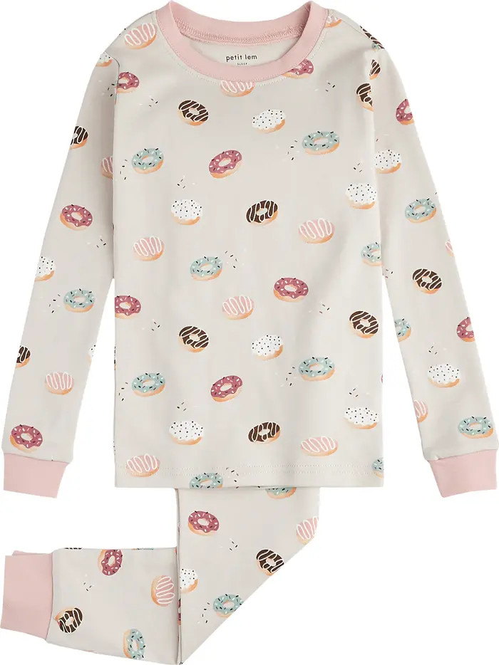 Petit Lem Kids' Donut Print Organic Cotton Fitted Two-Piece Pajamas | Nordstrom | Nordstrom