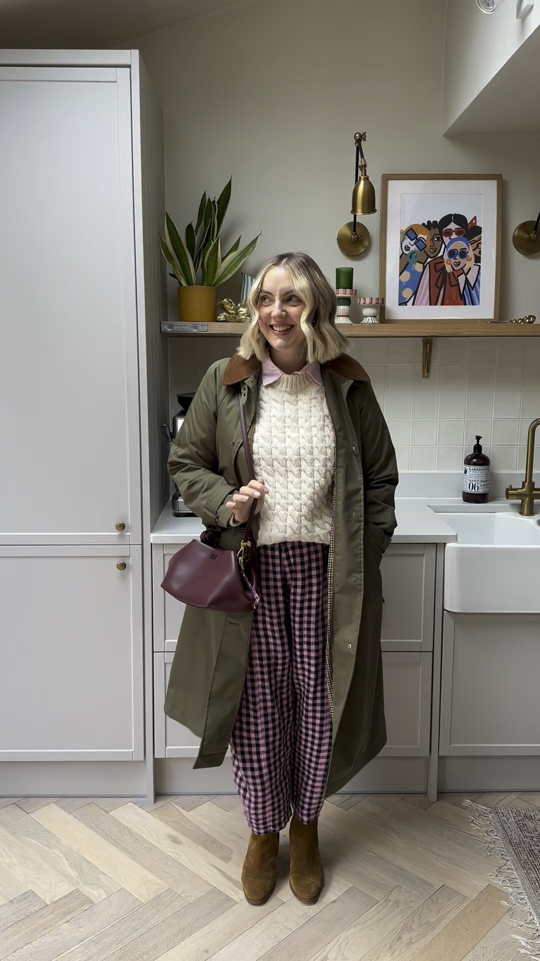 On Wednesdays we wear pink 🩷
Sezane Boots
Beyond Nine Gingham trousers (size xs)
H&M shirt (size medium)
M&S knit (size 12)
Joules trench (size 12)
Ganni bag

#LTKwinter #LTKmidsize #LTKuk