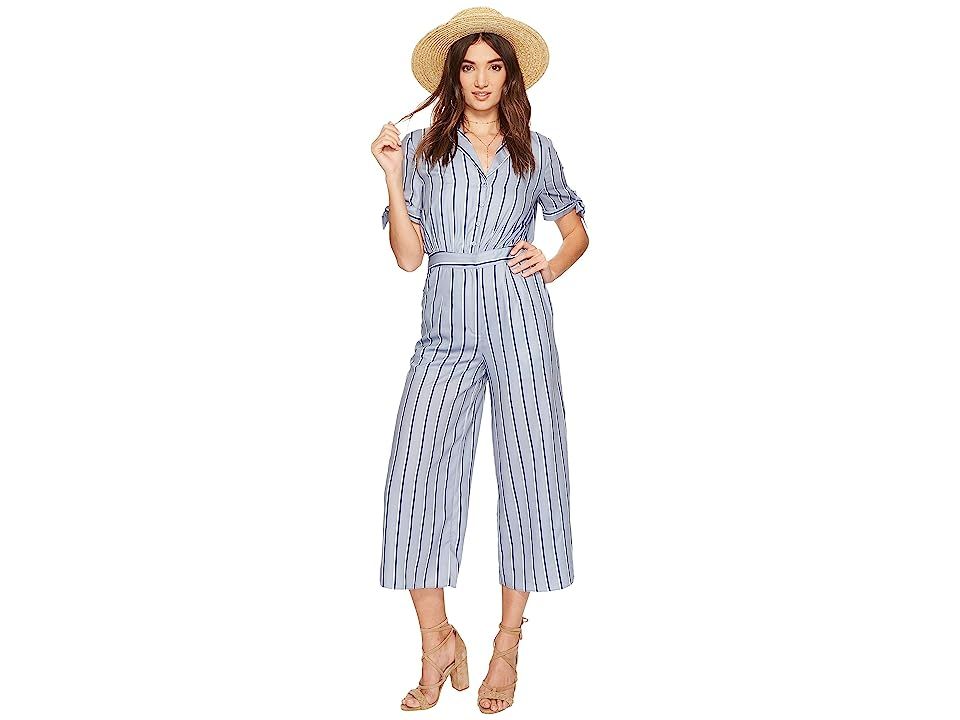 J.O.A. Wide Leg Jumpsuit with Sleeve Ties (Blue Stripe) Women's Jumpsuit & Rompers One Piece | 6pm