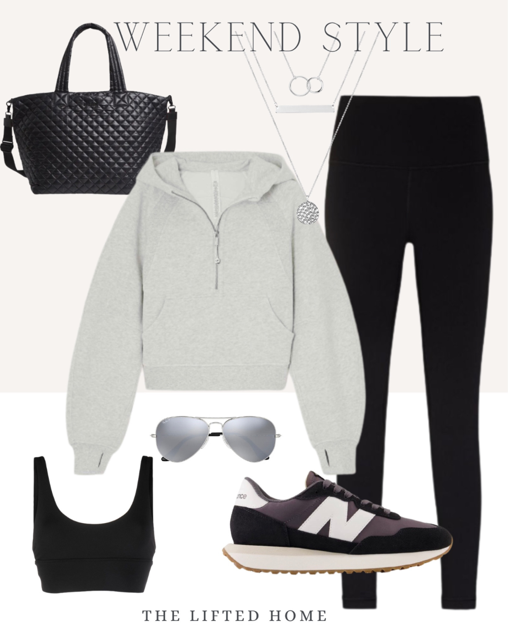 Lululemon scuba hoodie, leggings, layered necklaces, styled

#mzwallance #newbalance #rayban #lululemon

#LTKunder100 #LTKstyletip #LTKFitness