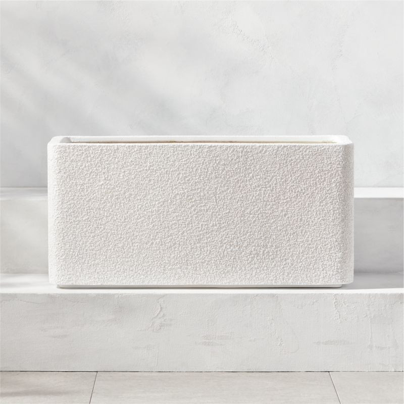Boka White Rectangular Modern Indoor/Outdoor Concrete Planter + Reviews | CB2 | CB2
