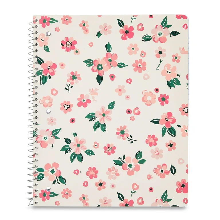Pen+Gear Wide Ruled 1-Subject Notebook, 8.5" x 10.5", Pink Floral, 80 Sheets | Walmart (US)